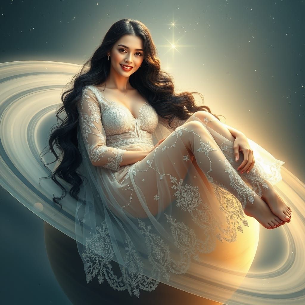 Ethereal Astrology Goddess in Hyper-Realistic Art