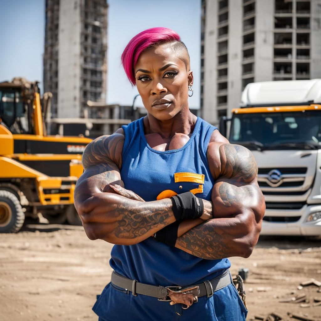 Strong Woman Construction Worker Portrait