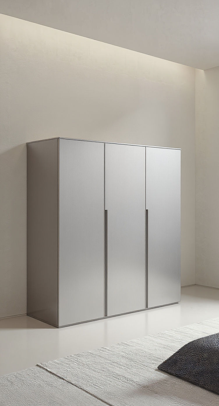 Three-Door Wardrobe with Natural Wood Finish