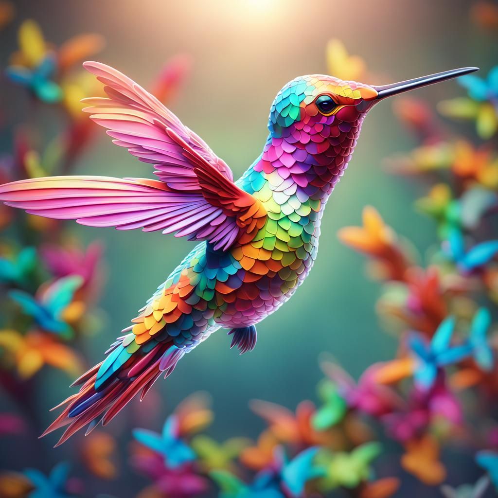 Colorful Hummingbird in 3D Glass Jigsaw Puzzle