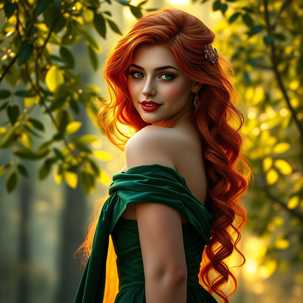 Ethereal Maiden in Forest, Hyperrealistic Splash Art