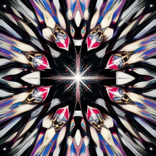 Macro photography, abstract art fingernails decorated with rhinestones and nail art, pop art