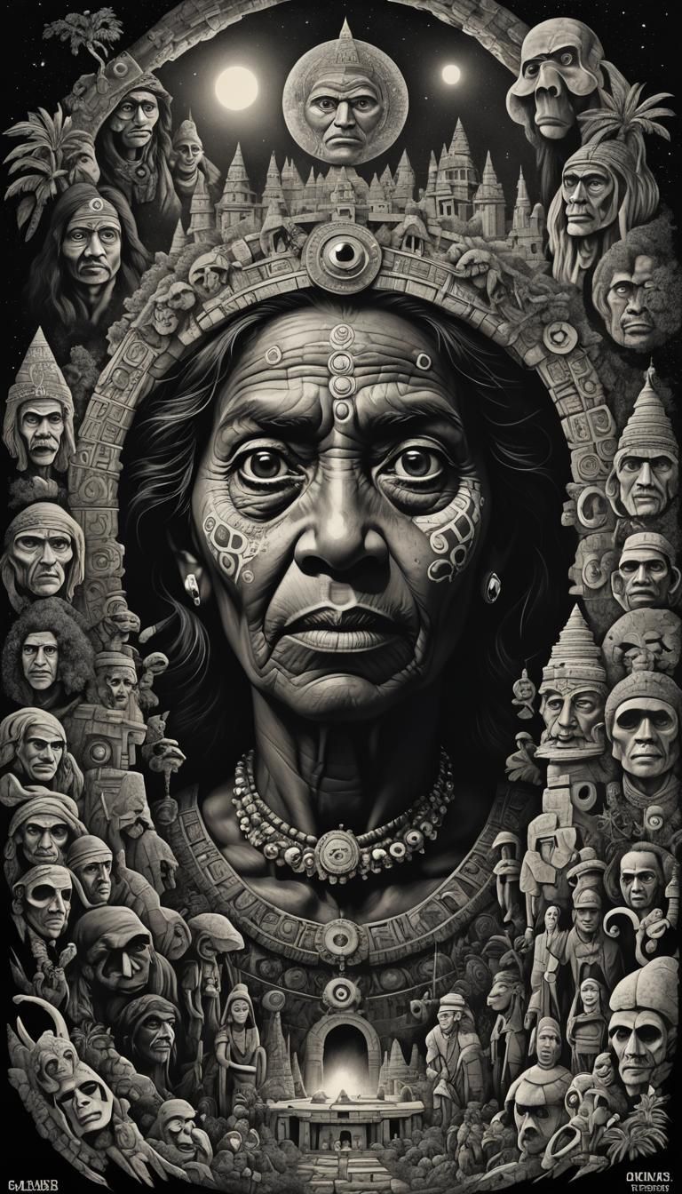 Tahitian Grandmother Portrait with Cosmic Eyes