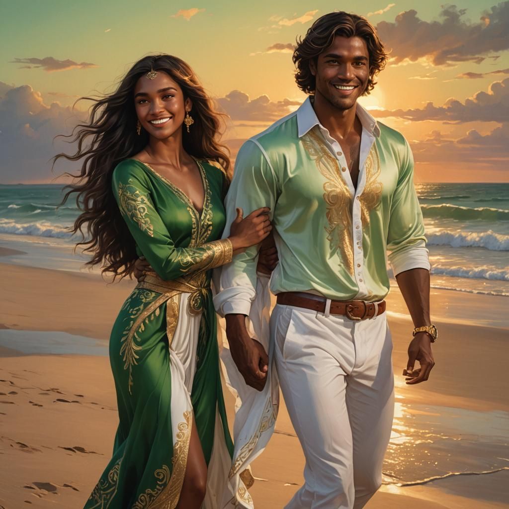 Fantasy Beach Sunset: A Realistic Embrace