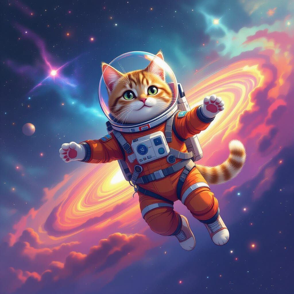 Taco Cat Astronaut Soaring Through Galaxy