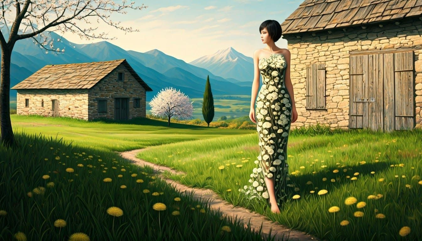 Ethereal Country Goddess in Whimsical Florals