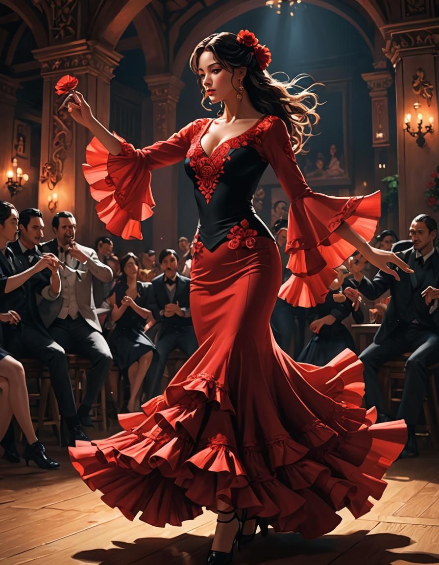 Flamenco Dancer in 3D Anime Art Style