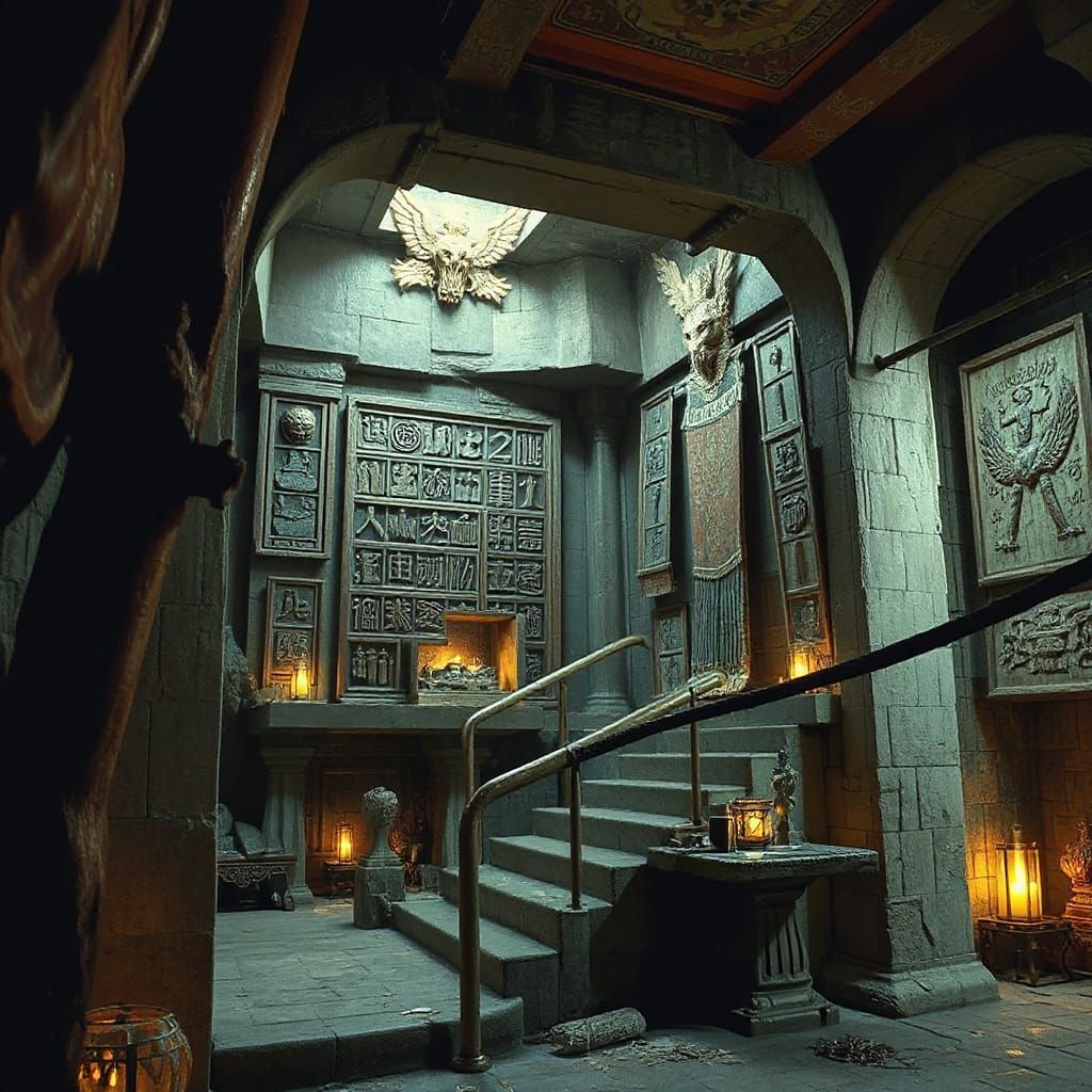 Mystical Dragon Emperor Tomb in Surrealist Style