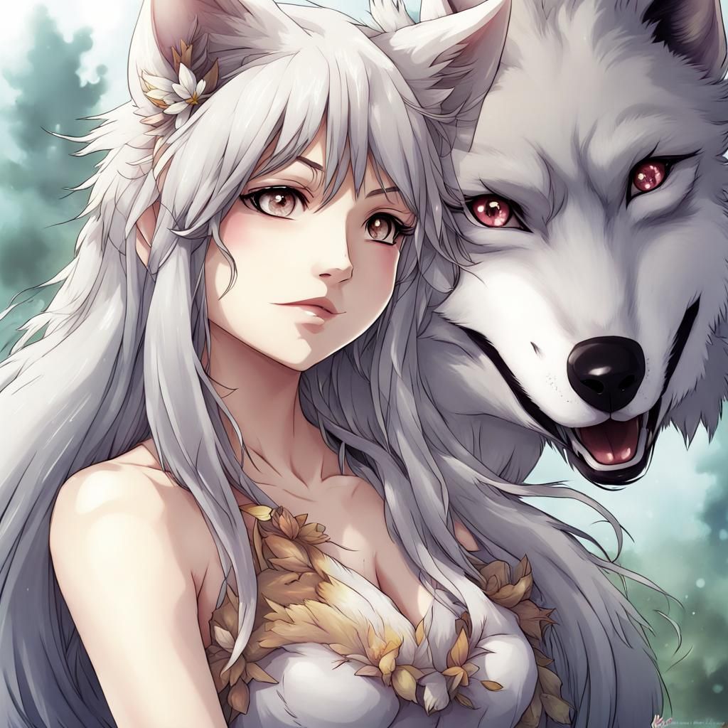 Fairy Wolf Hybrid in Anime Style