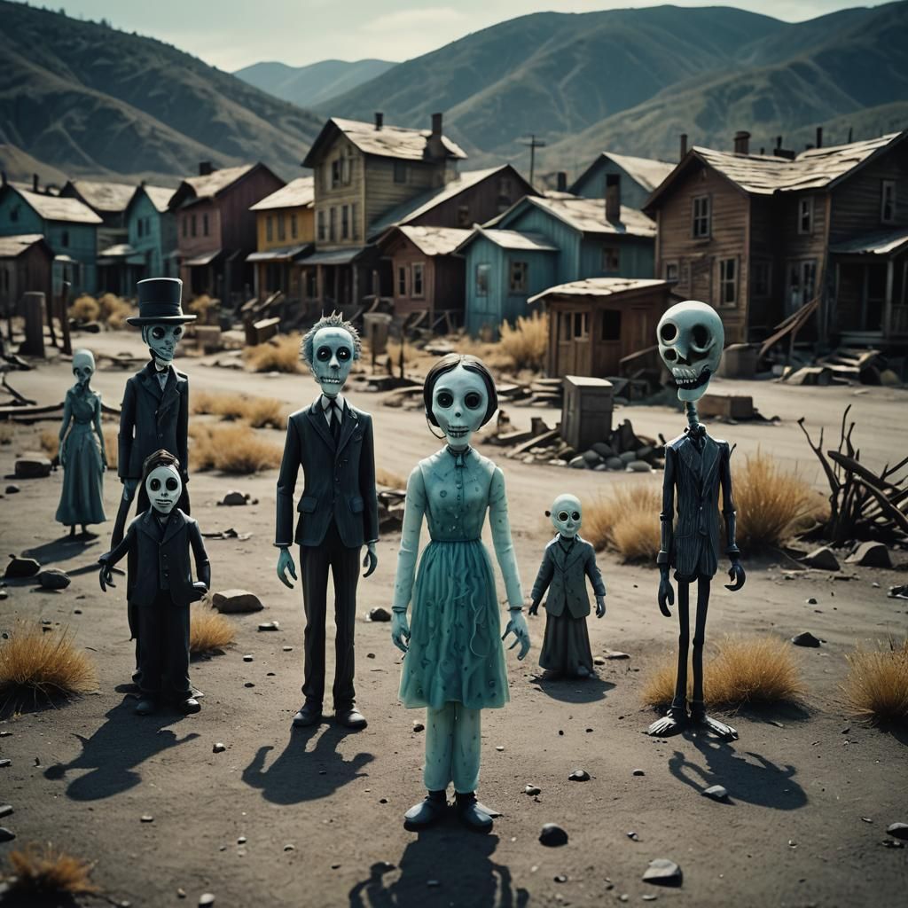 Ghost Town in Tim Burton Enameled Glass Style