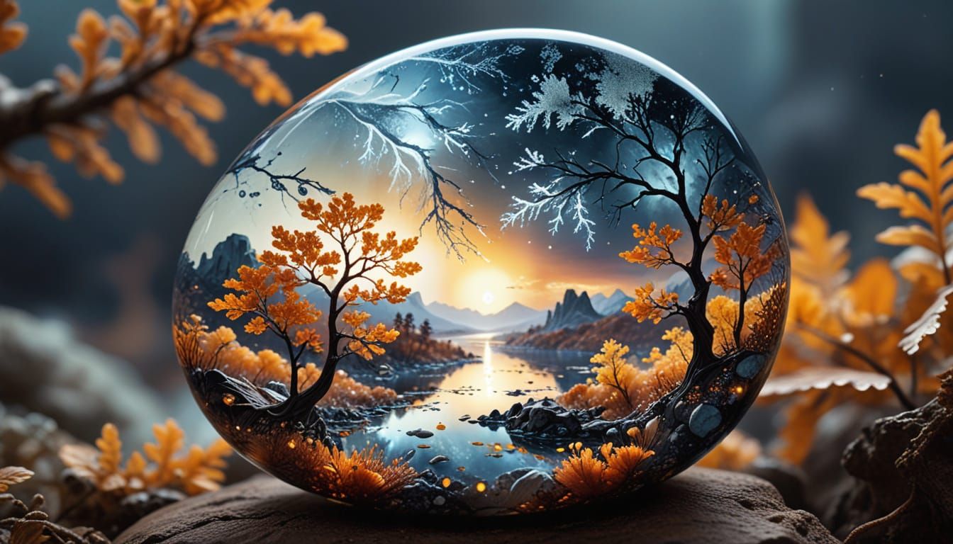 Autumn Landscape Agate: Surreal Macro Photography