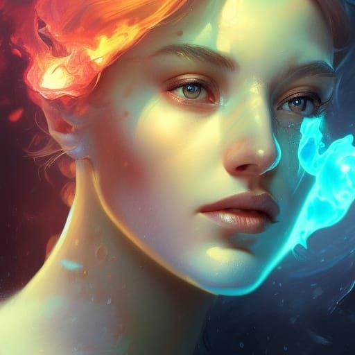 Fiery Topaz Rose Portrait in Hyperdetailed Style