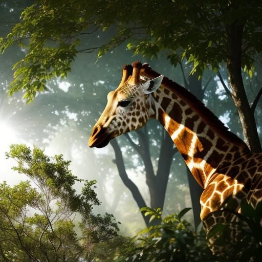 Friendly Giraffe in National Geographic Style