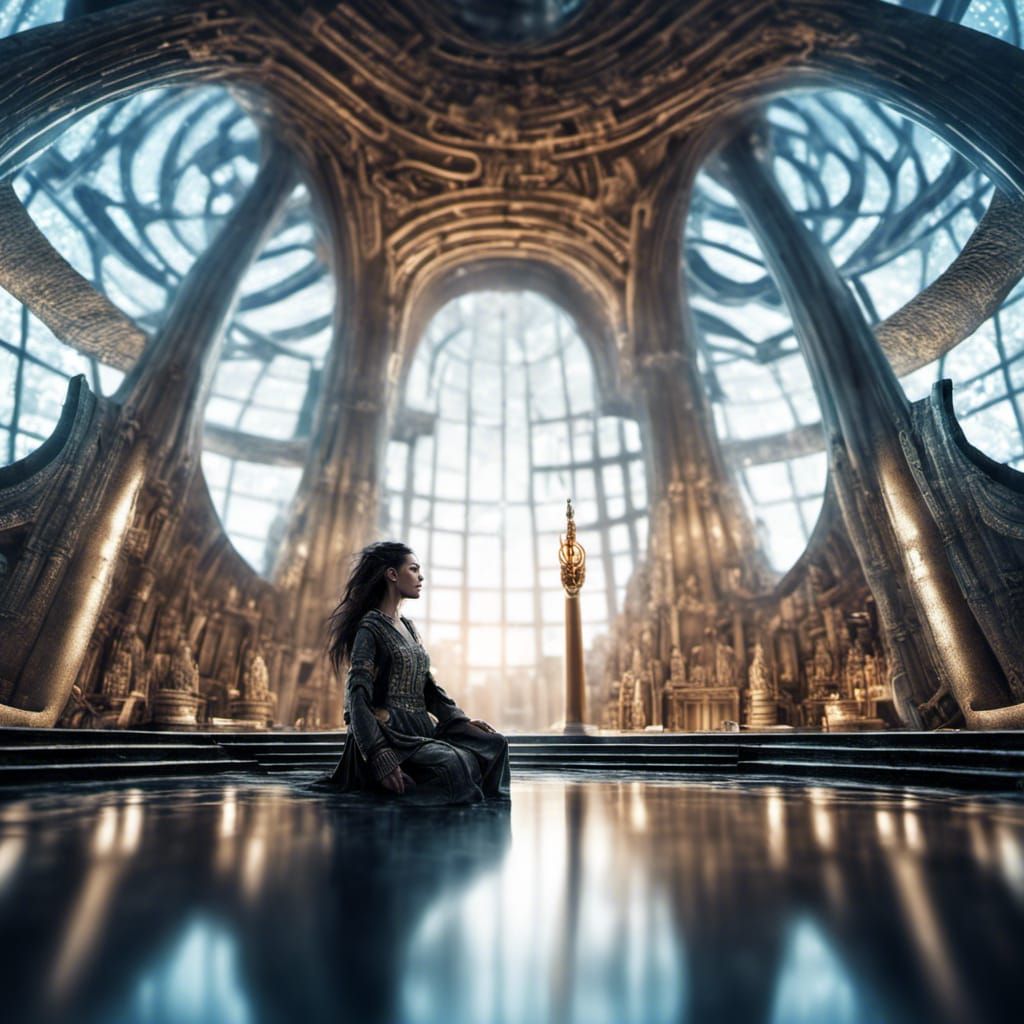 High Priestess Oversees Floating City in the Void