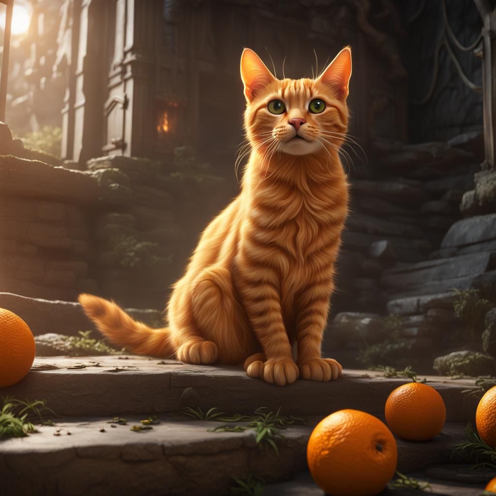 Fantastical Orange Tabby Cat Concept Art