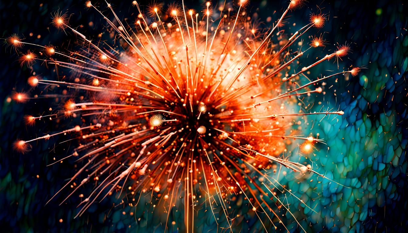 Painting of a Copper Firework Chemical Reaction