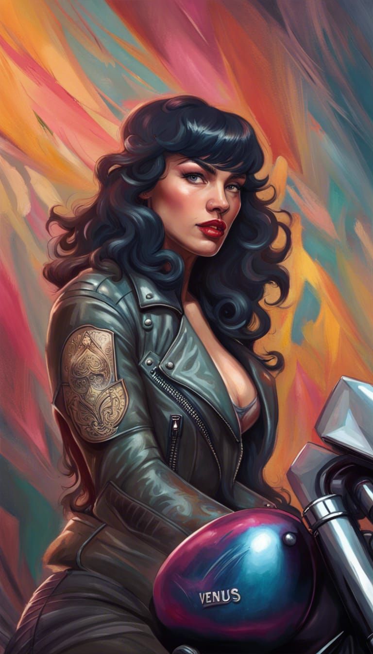 Venus de Milo as Biker Girl, Digital Portrait