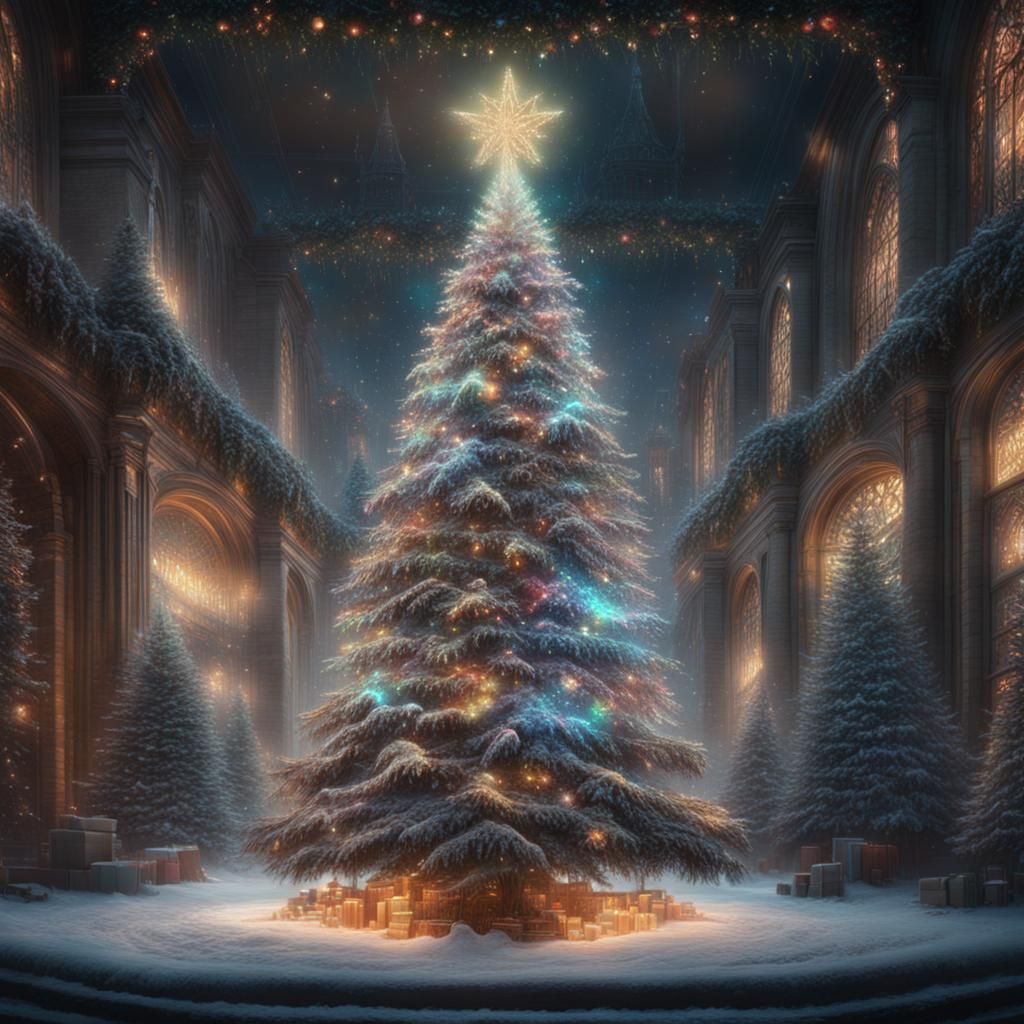 Holographic Christmas Tree: Epic Digital Matte Painting