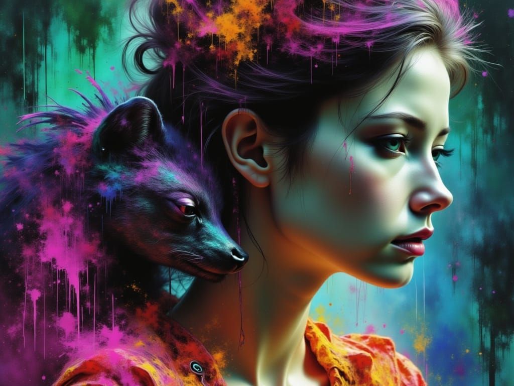 Vibrant Spirit Animal Portrait in Hyper-Realism Style