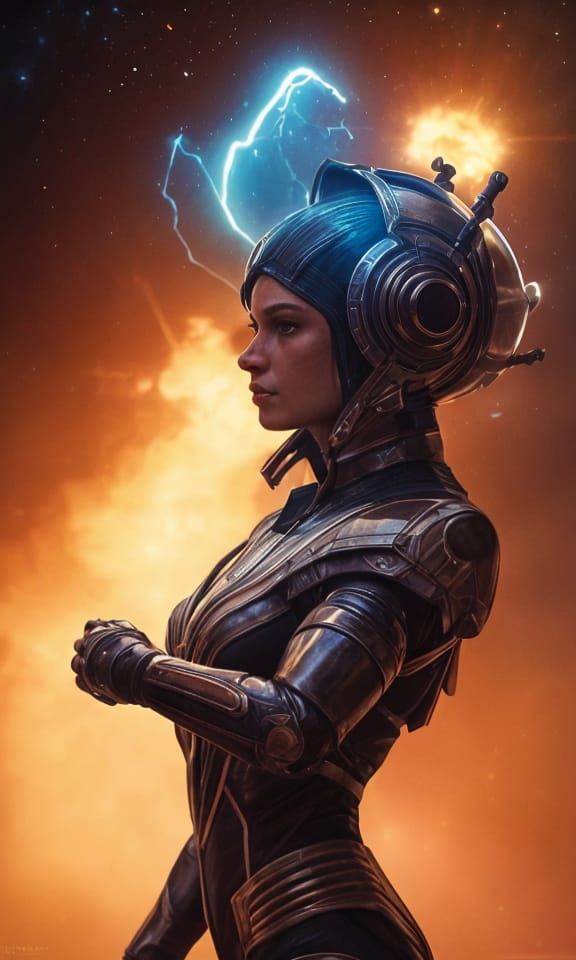 Space Queen Portrait in Retropunk Style