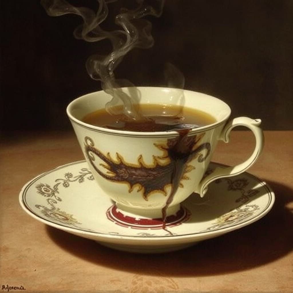 Teacup Scenes Inspired by Caravaggio and Schiele