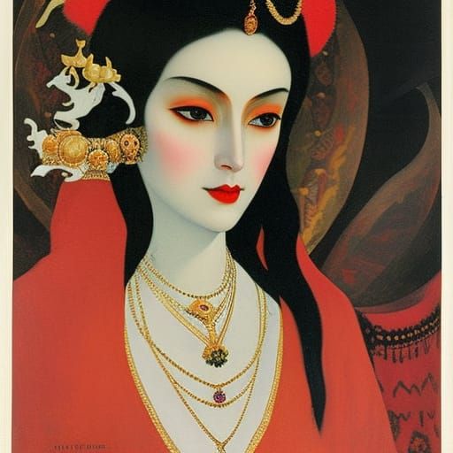 Vampire Lord Enjoys Onigiri in Symbolist Style