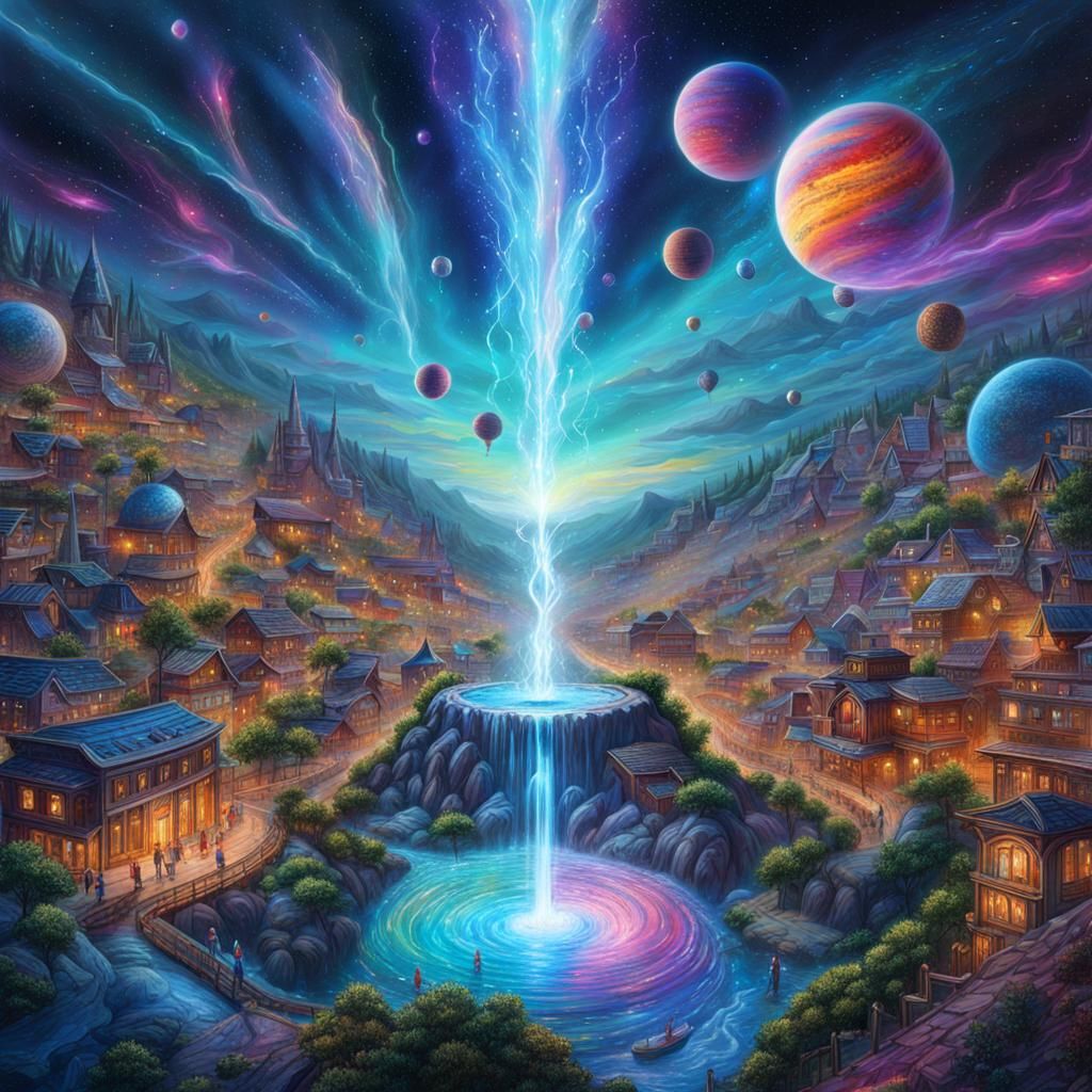 Pressurized Water Gushing Upwards in Town