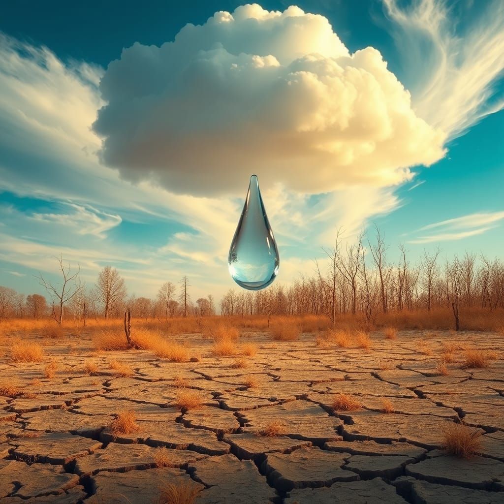 Luminous Tear Falls to Barren Earth