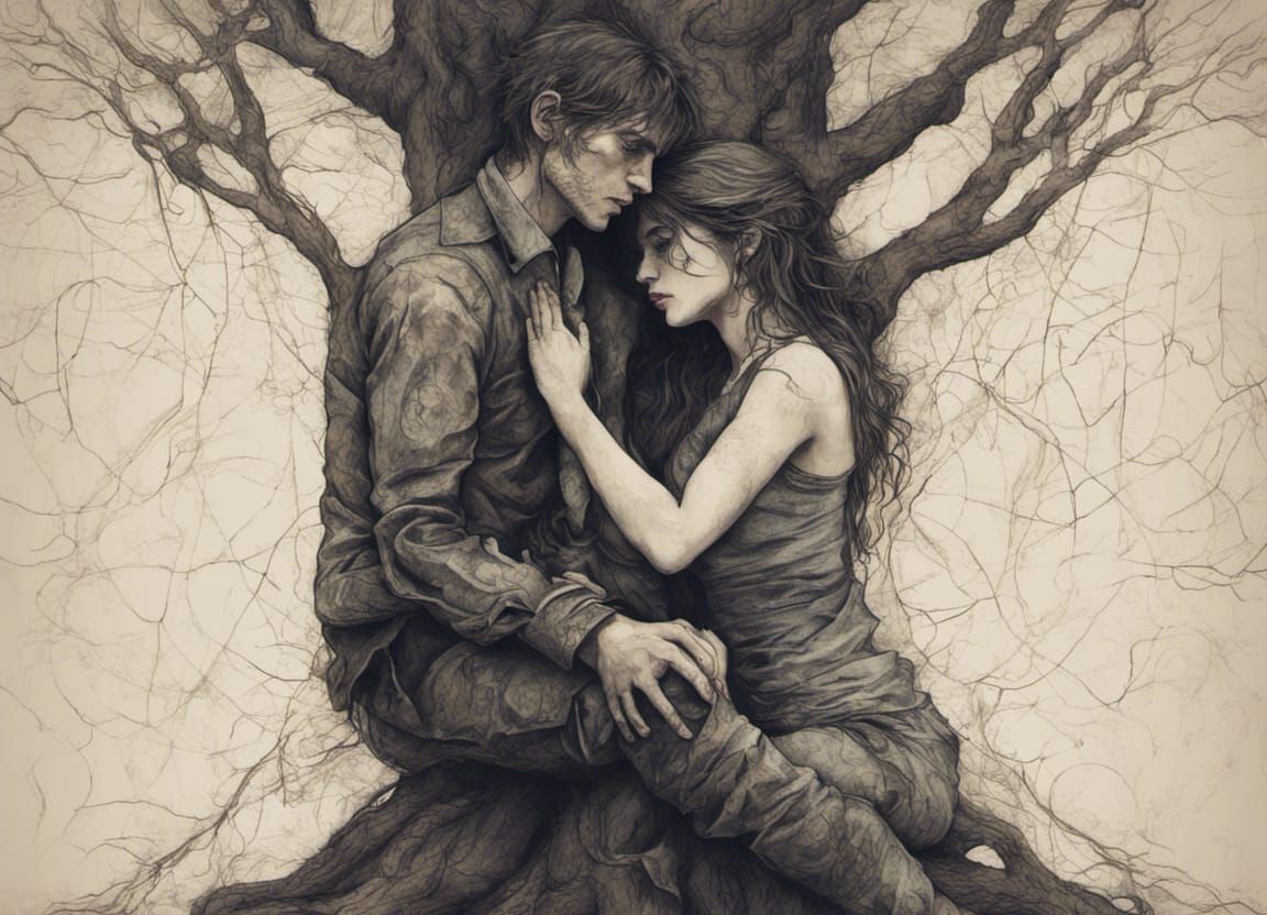 Clockpunk Couple Entwined Like Tree Roots