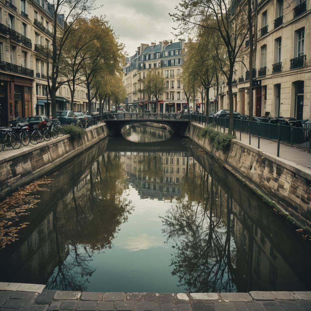 Cinematic View of Canal Saint-Martin, Paris