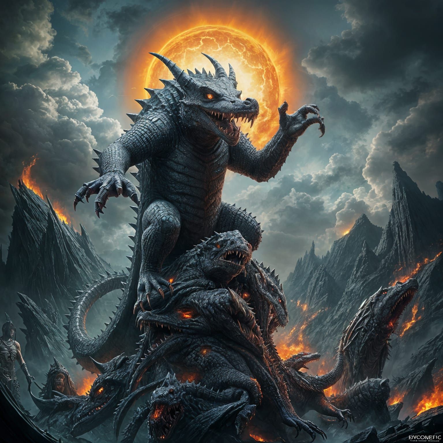 Epic Crocodile Demon in a Cinematic Digital Painting