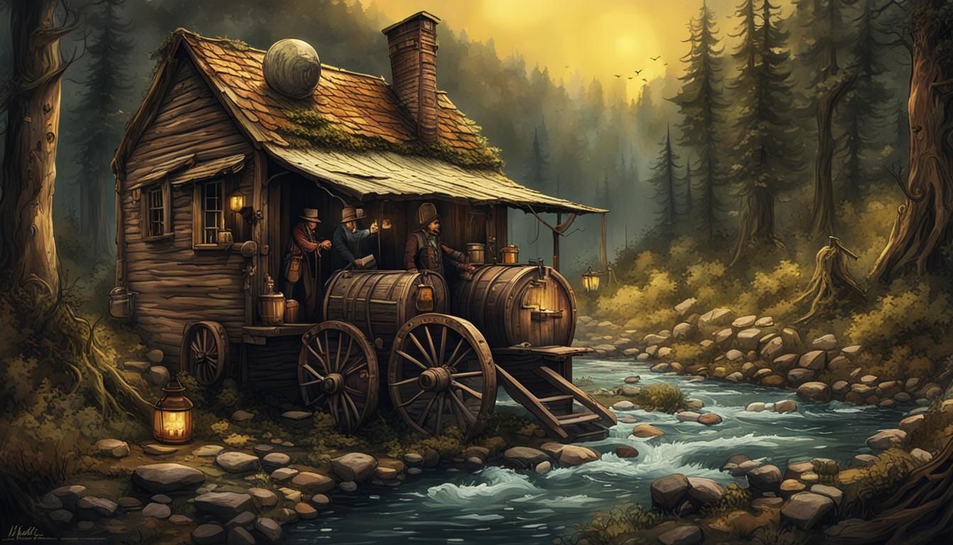 Detailed Matte Painting of a Moonshiner