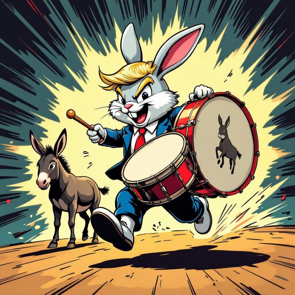 Unstoppable Eveready Bunny Drummer in Comic Style