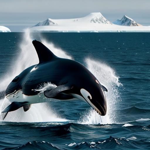 Orca Whale Hunting Seal in Arctic Ocean