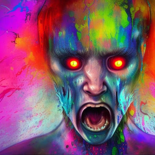 Hyperrealistic Anguished Ghosts in Splash Art