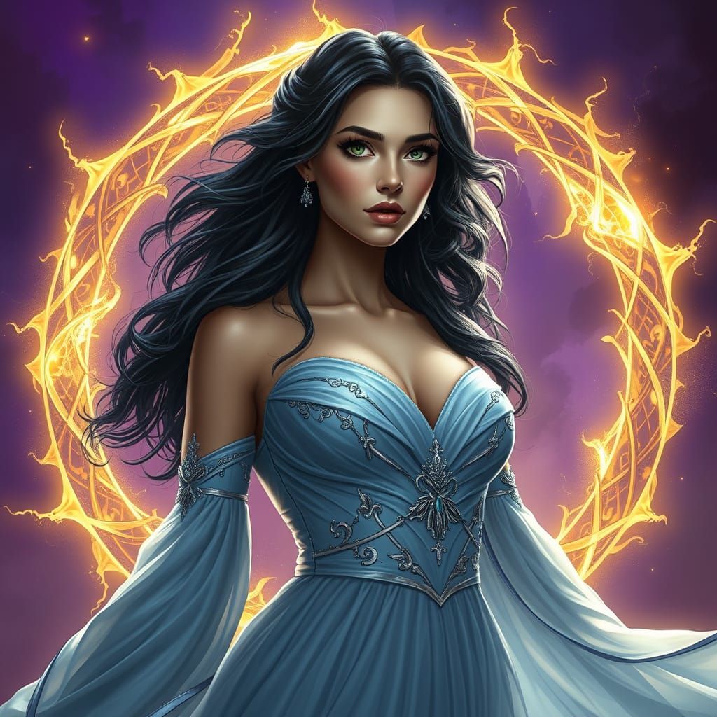 Mystical Woman in Ring of Power with Silver Gown