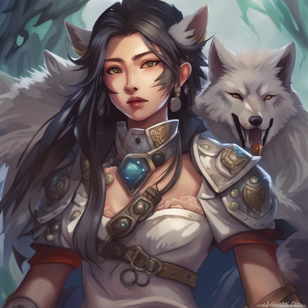 azata shapeshifter asian female, pathfinder, wolf, desna fol...