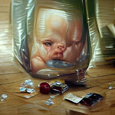 Sad Baby at Party, Oil Painting