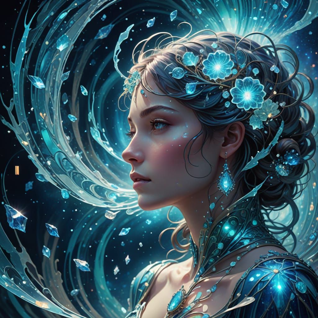 Mystical Being Ascending Into Spiral Galaxies