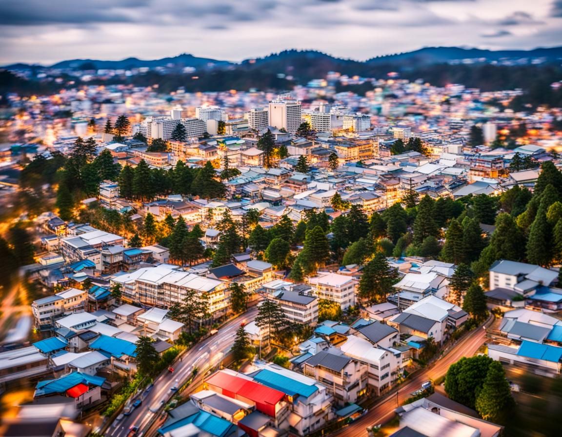Japanese City View in Professional Photography Style