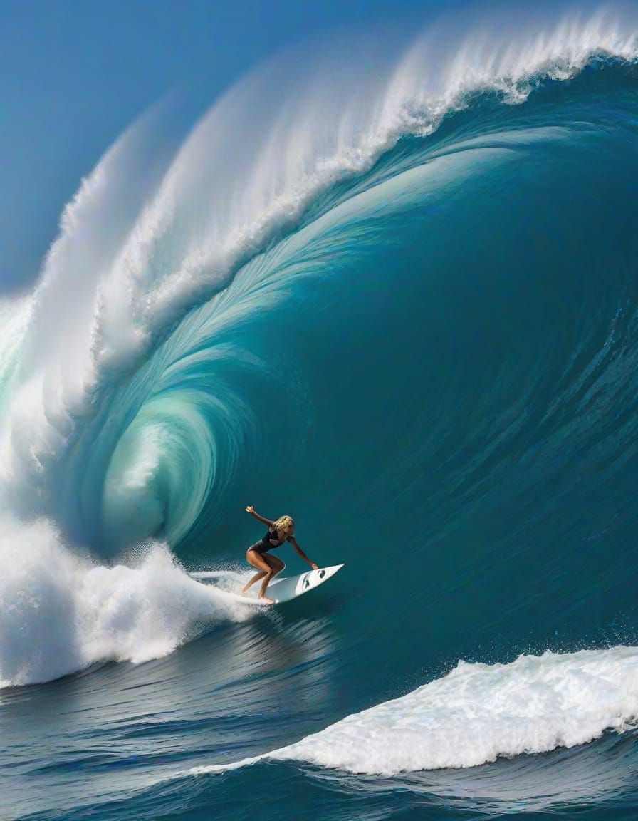 Surfer Falls Off Board in Giant Wave Barrel