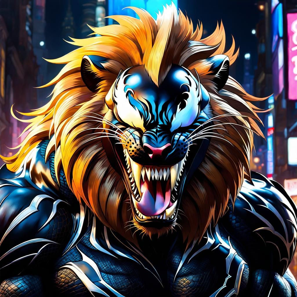 Venom as Simba: A Whimsical Character Portrait