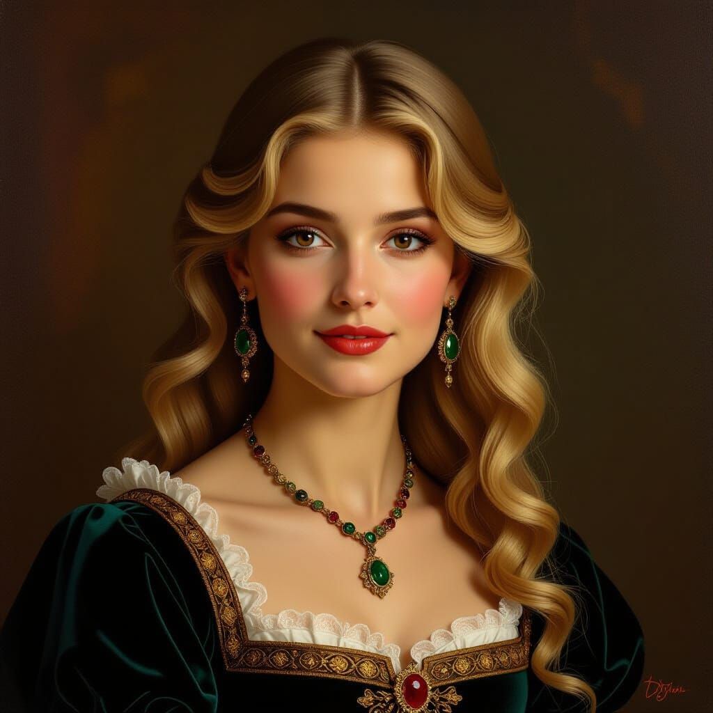 Lucrezia Borgia Portrait in Renaissance Oil Painting Style
