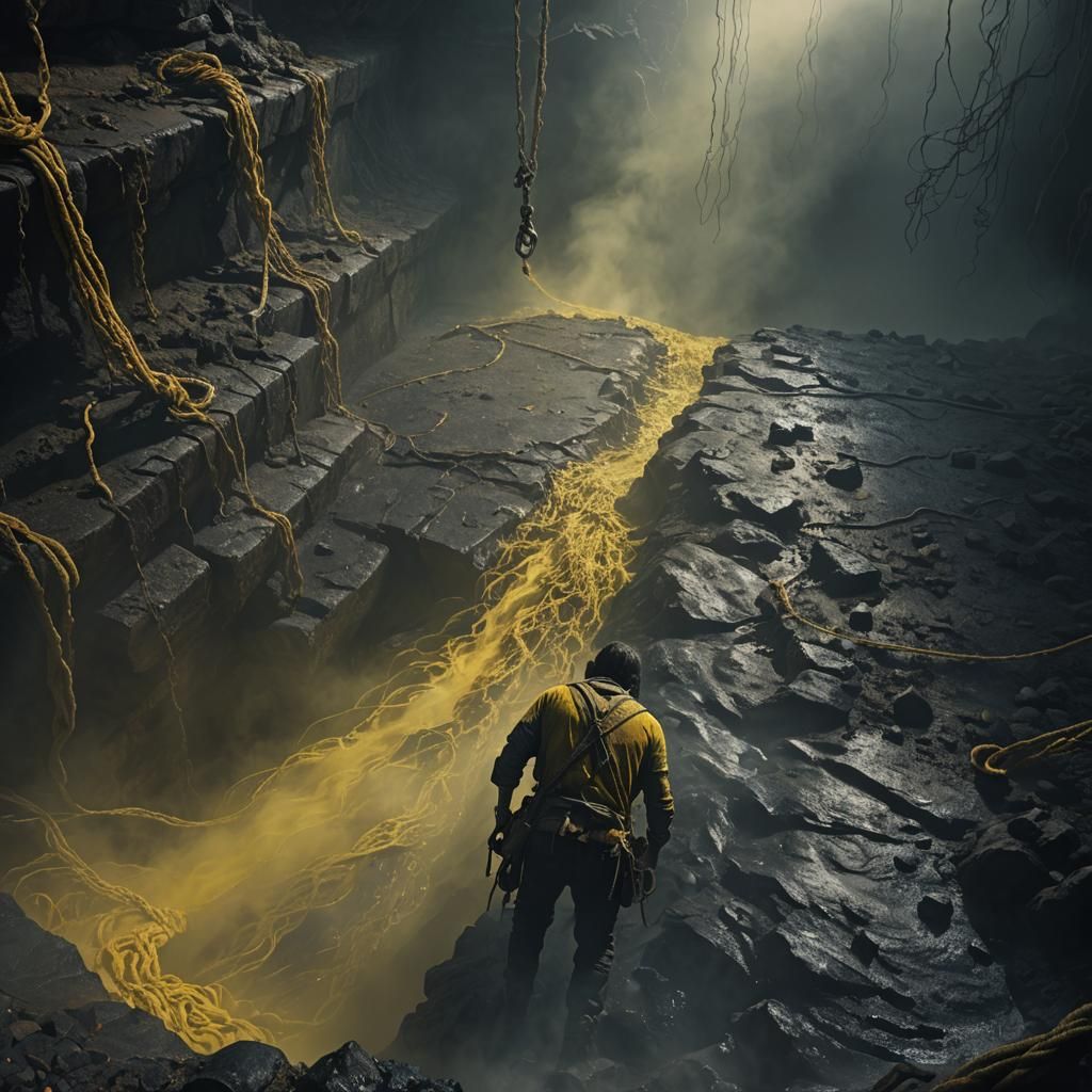 Man Falls into Acid Pit: Dark Fantasy Art