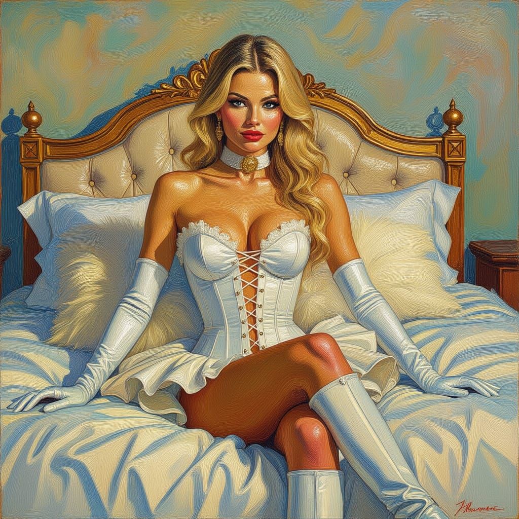 Emma Frost as Oil Painting in Claude Monet Style