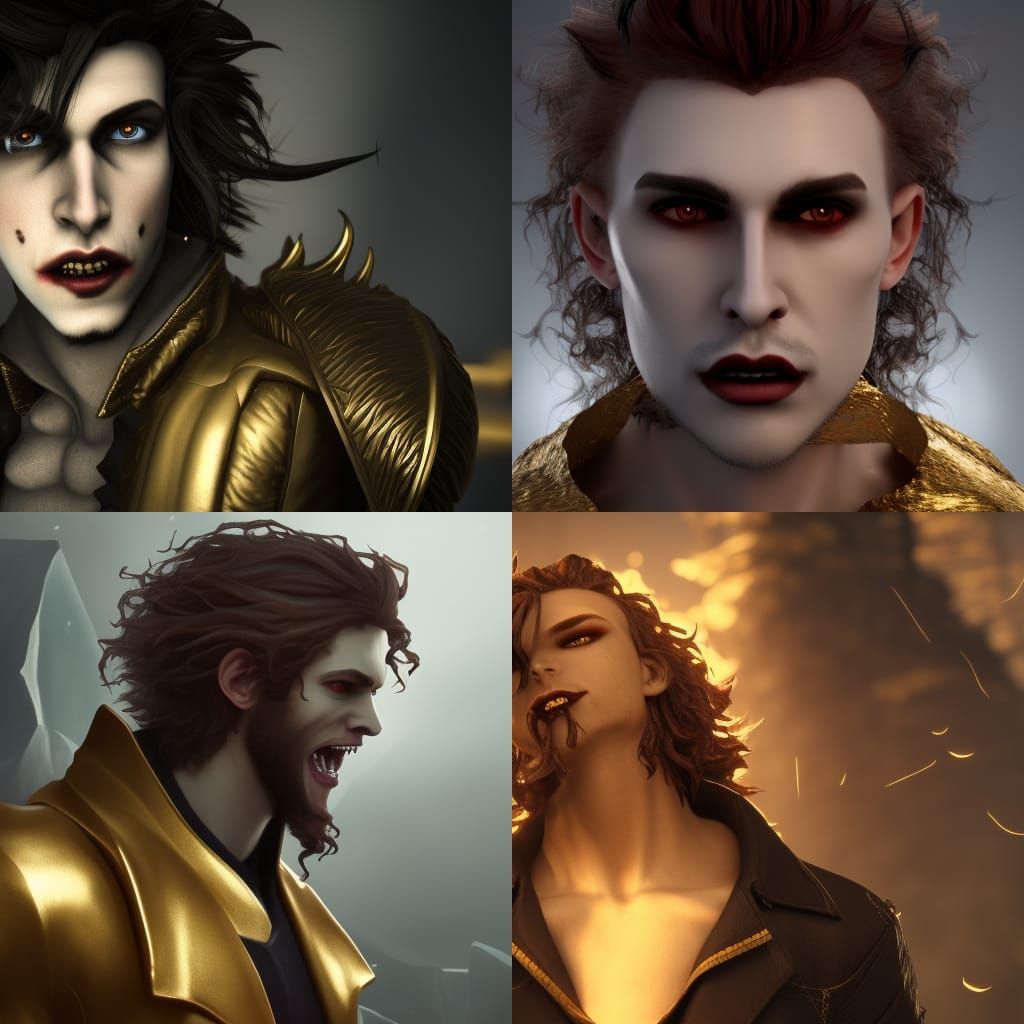 Male Vampire with Blond Hair in 3D Cinematic Style