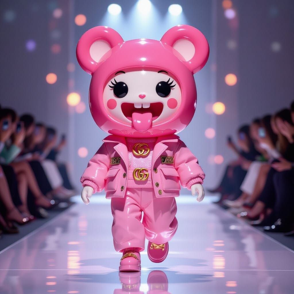 Labubu Toy on Runway in Japanese Streetwear