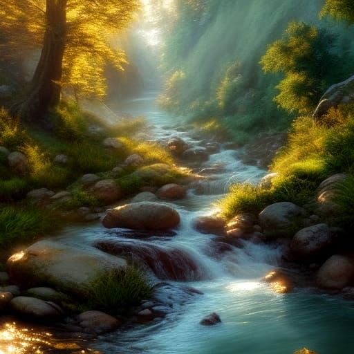 Scenic View of a Small Creek