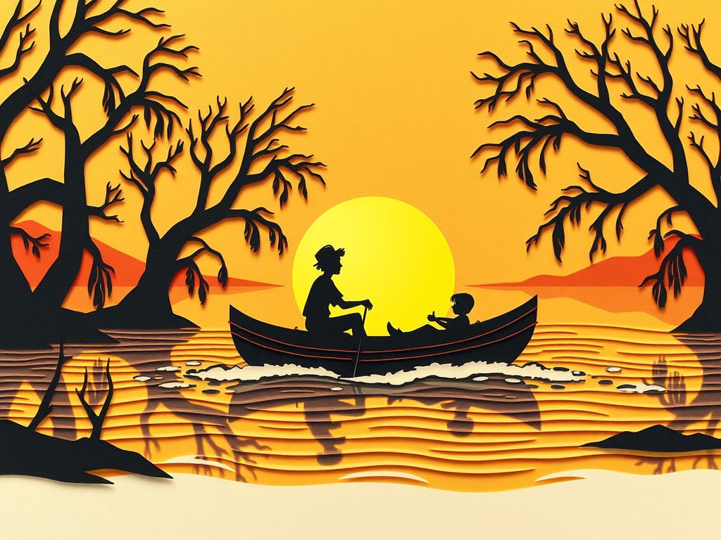 Huck Finn's Mississippi Adventure: Paper Cut Artwork