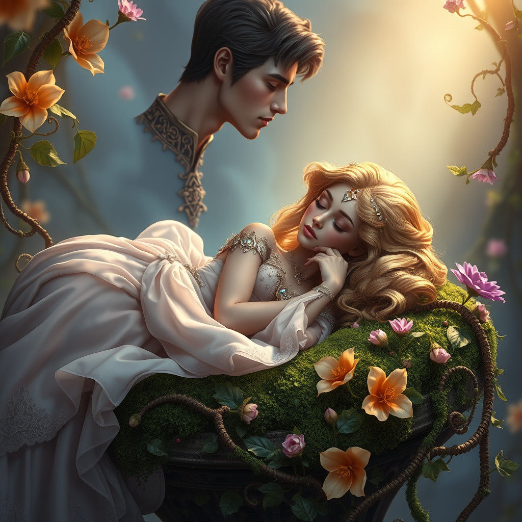 Enchanted Kiss: A Fairy Tale Scene in High Detail